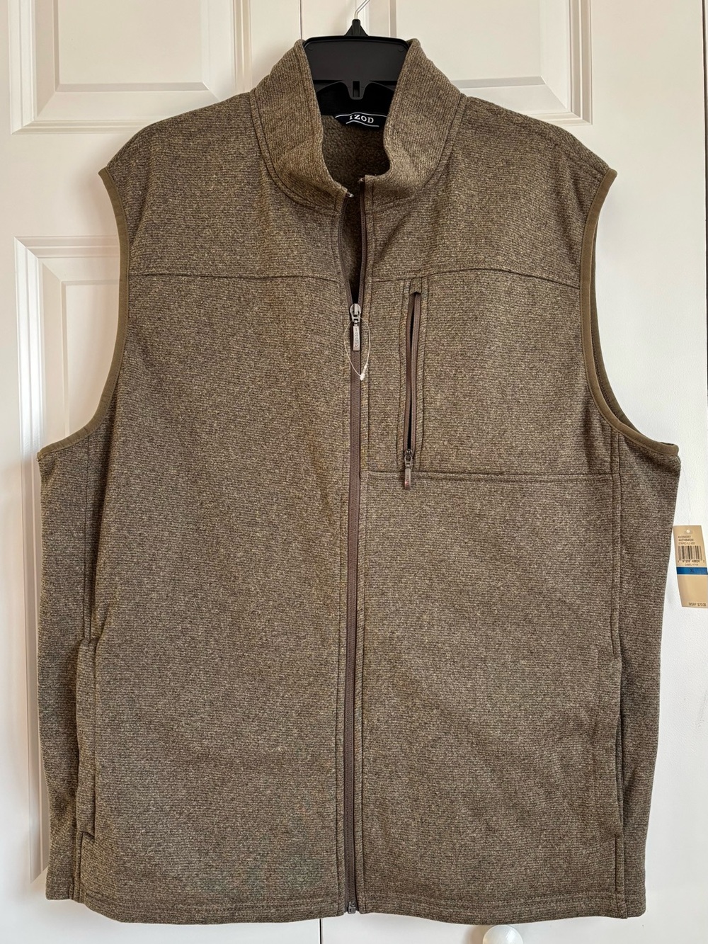 Men's Brown Full-Zip Fleece Vest - Picture 2 of 6